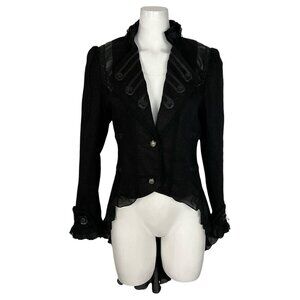 RQ-BL Red Queen's Black Legion Steampunk Gothic Tailcoat Jacket XXL 2XL Black